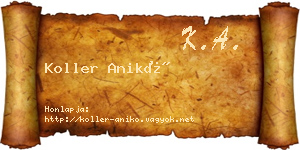 Koller Anikó névjegykártya
